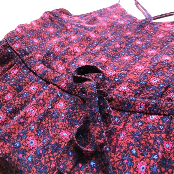 Free People Sunset Jumpsuit Red Floral Strappy Backless Boho - Picture 12 of 16